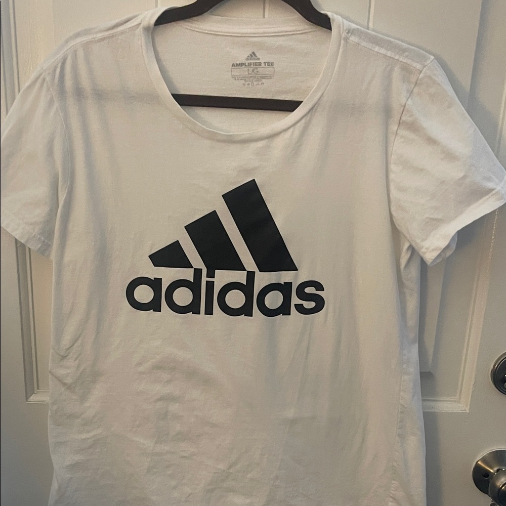 Adidas White Tee with Black Emblem